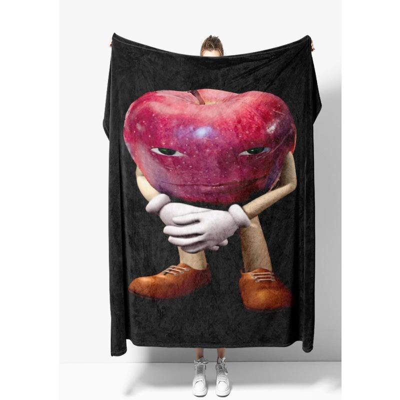Funny And Funny Apples Thin Printed Blanket Accessories Home Blankets Flannel Throw for Sofa,Bed,Travel,Camping,Livingroom 75x90cm