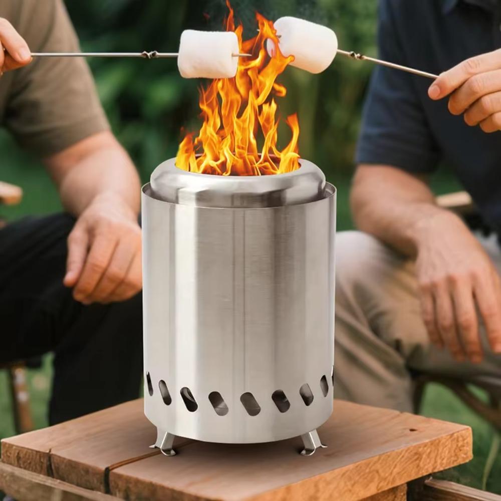 Anti-corrosive Camping Firewood Stove Stainless Steel Teapot Furance Practical Firepit Party