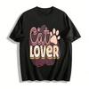Cat Lover Cute Paw Print Casual Tee For Cat Enthusiasts Pure Cotton T-shirt
