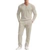 Men  Trend  Fashion  Leisure  Round Neck  Button  Upper Garment  Trousers  Set