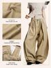 Yongfang Unisex Floor-Length Wide-Leg Pants with Drawstring and Pleated Waist