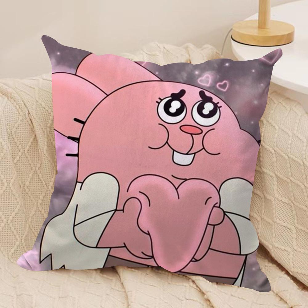 Animation Amazing World Gumball Cushion Cover Soft Plush Fabric DoubleSided Printed Sofa Cushion Cover for All Seasons Decor