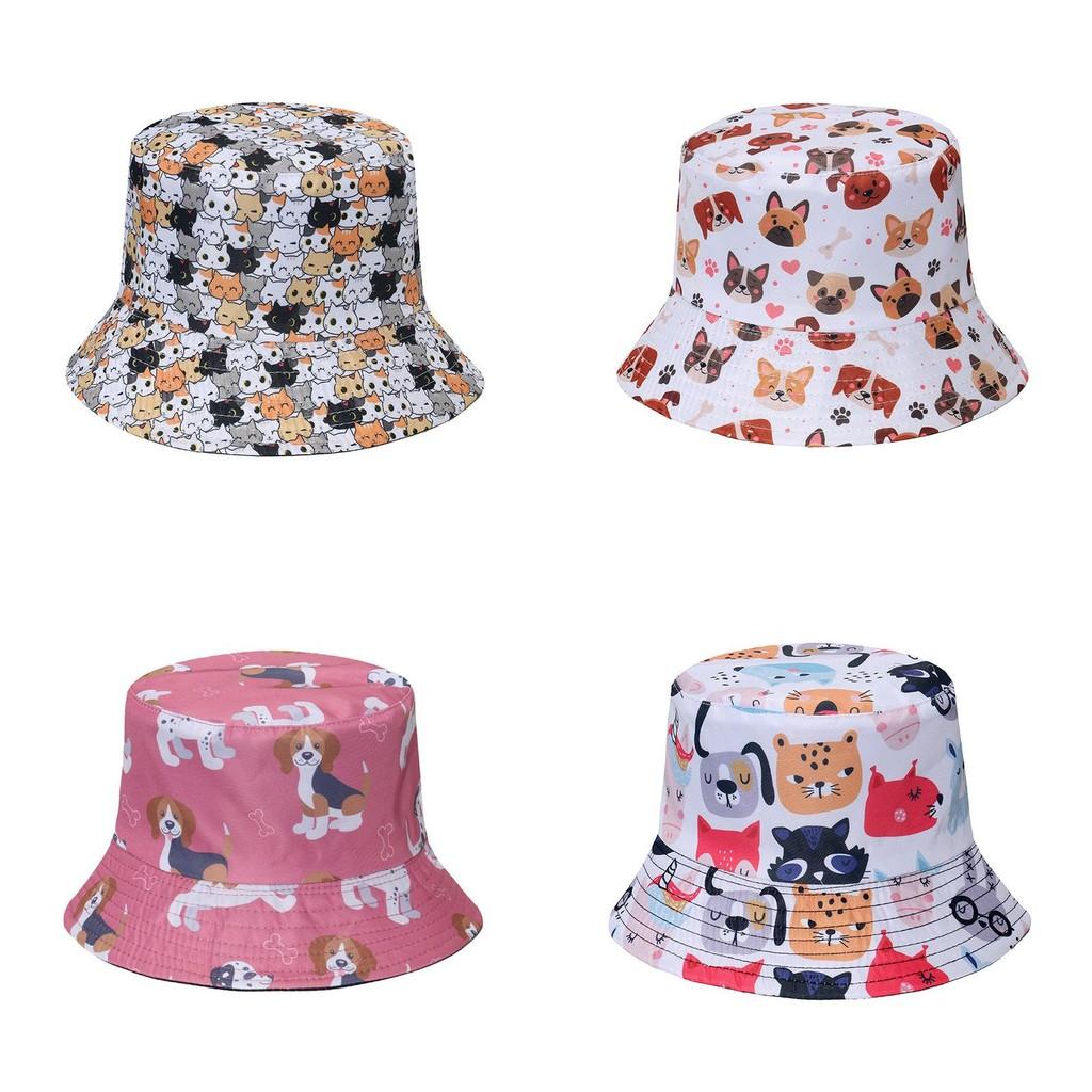 Trendy Pet Print Sun Hat For Women Fisherman Hat With Short Brim