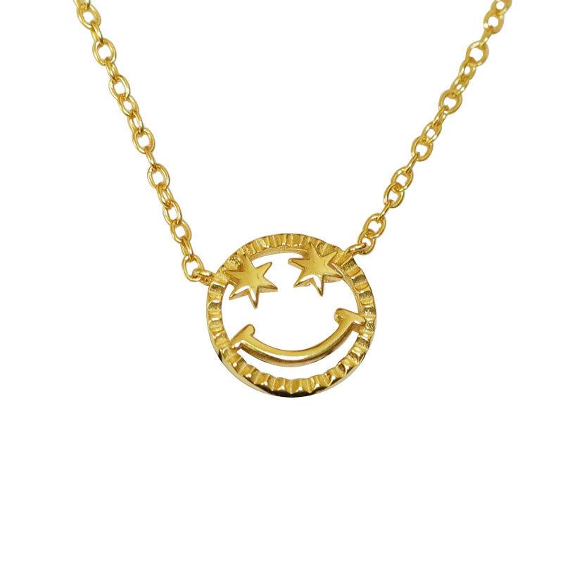

Японская легкая роскошная полая звезда глаза улыбающееся лицо ожерелье женская ключичная цепочка простая и свежая