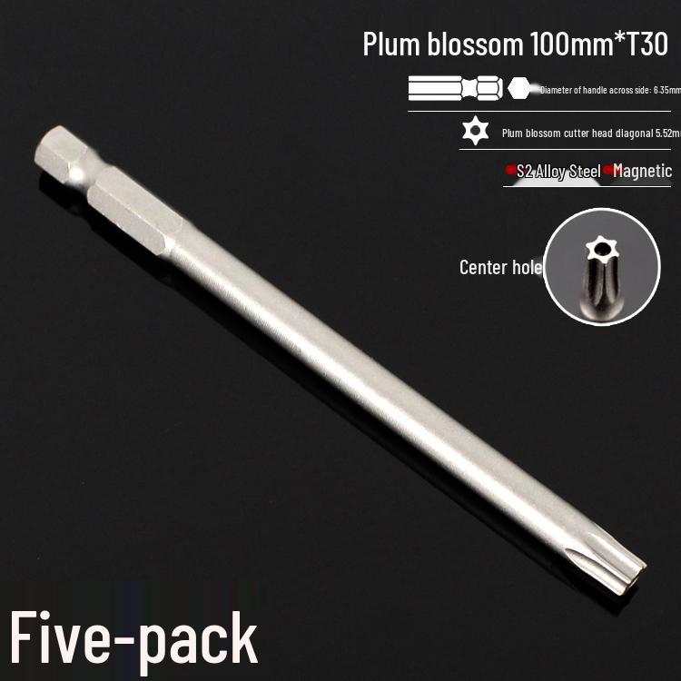 Plum Blossom S2 Magnetic Hex Screwdriver Set - 6.35mm Pneumatic Drill Bit Set