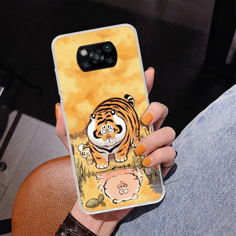 Cartoon Dicker Tiger Handyhülle für Xiaomi Poco X5 X6 X7 Pro X4 Gt F7 Ultra M8 M7 Redmi 15C 15 13C 13 12C 12 Einzigartige Hülle Coque Poc