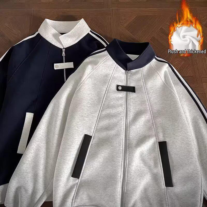 Men's Autumn Retro Color Block Baseball Jacket