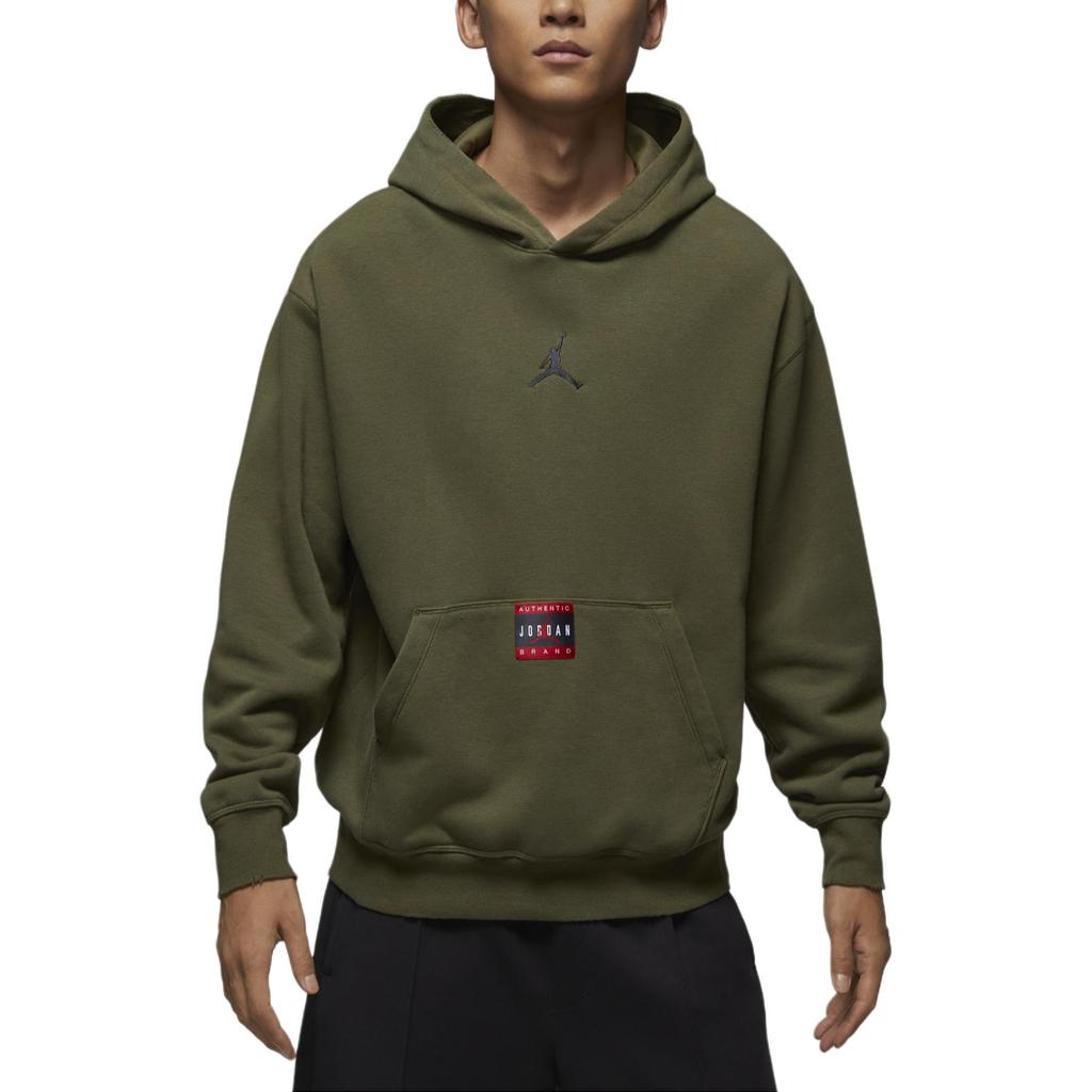 Jordan Brooklyn Fleece Hooded Comfortable Pullover Long Sleeve Sweatshirt Men Sweatshirt Olive-Green Coal-Black HV5046222