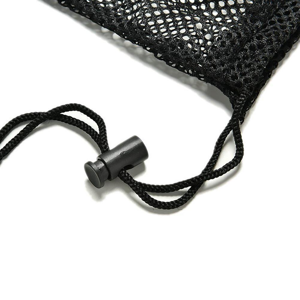 5 Stück Schwarze Netzbeutel mit Kordelzug für die Aufbewahrung von Tennis- und Golfbällen 35x25cm