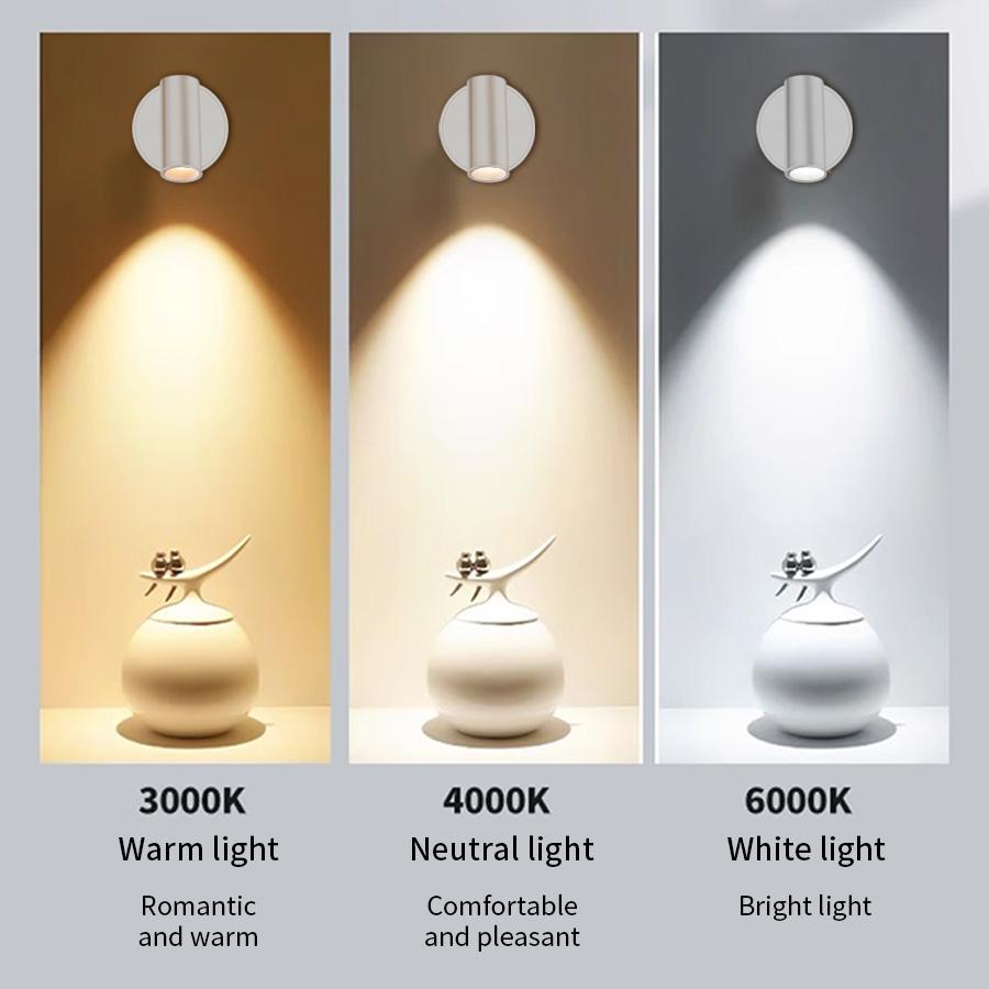 Magnetic Cordless Led Wall Lamp with Touch Switch Rechargeable Night Light Spotlight Brightness Color Dimmable Bedroom Cabinet