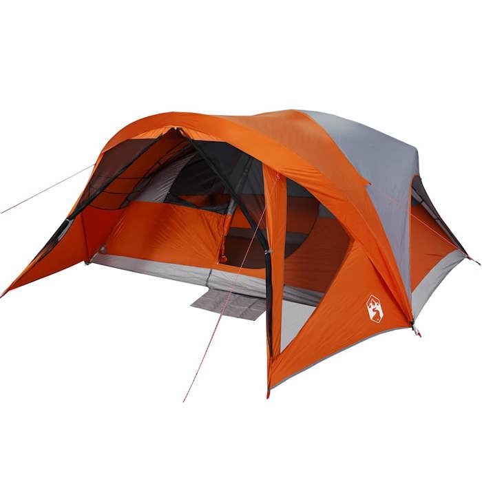 Tente familiale - vidaXL - 6 personnes - Imperméable - Gris et orange - Pliable et légère