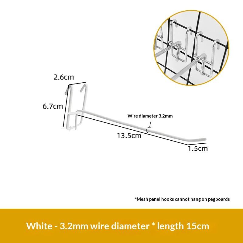 1Pcs 3.2mm Thickness Supermarket Iron Wire Mesh Hanging Hooks 5/10/15/20cm Screen Hooks Iron Grid Hooks For Screen Grid