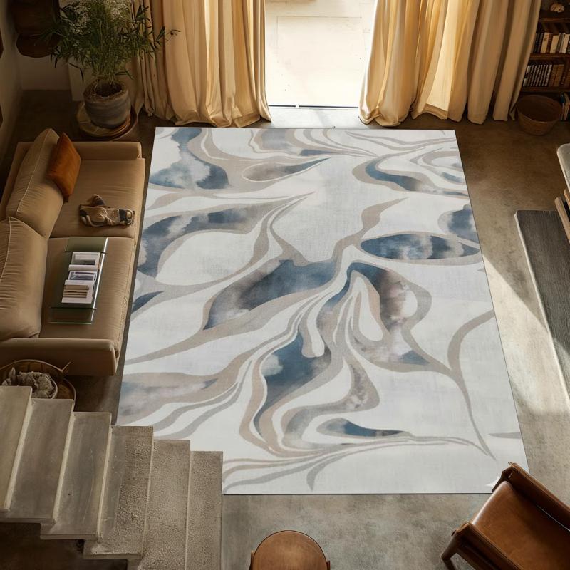 

Luxe Marble Vein Area Rug Non Slip Washable Floor Carpet Abstract Gold and Grey Fluid Texture Design for Living Room Bedroom 40X60CM