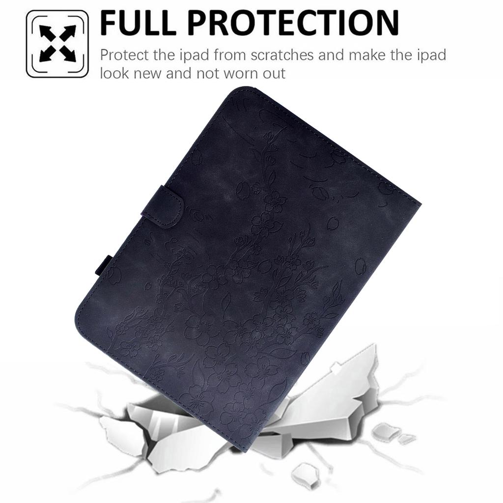 For Amazon Kindle Paperwhite (2024) Case Imprinted Plum Blossom Stand Card Slots Leather Tablet Cover with Auto Sleep/Wake