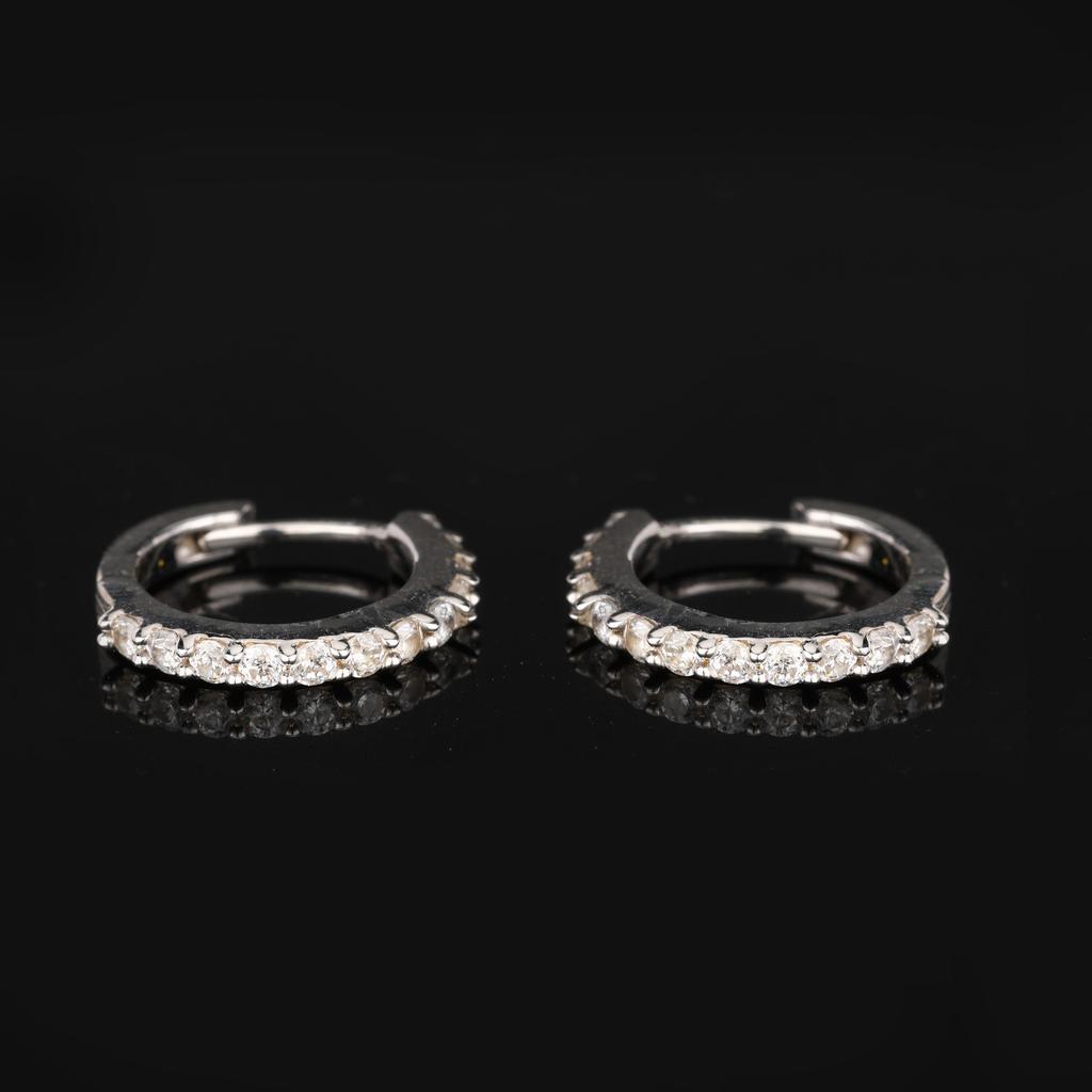 White Cubic Zirconia Stud Earrings 925 Silver Yellow Gold Plated