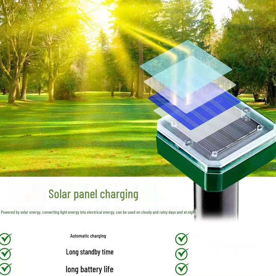 Solar-Powered Ultrasonic Pest Repellent for Rodents, Birds, Snakes, and Insects In Gardens and Landscapes