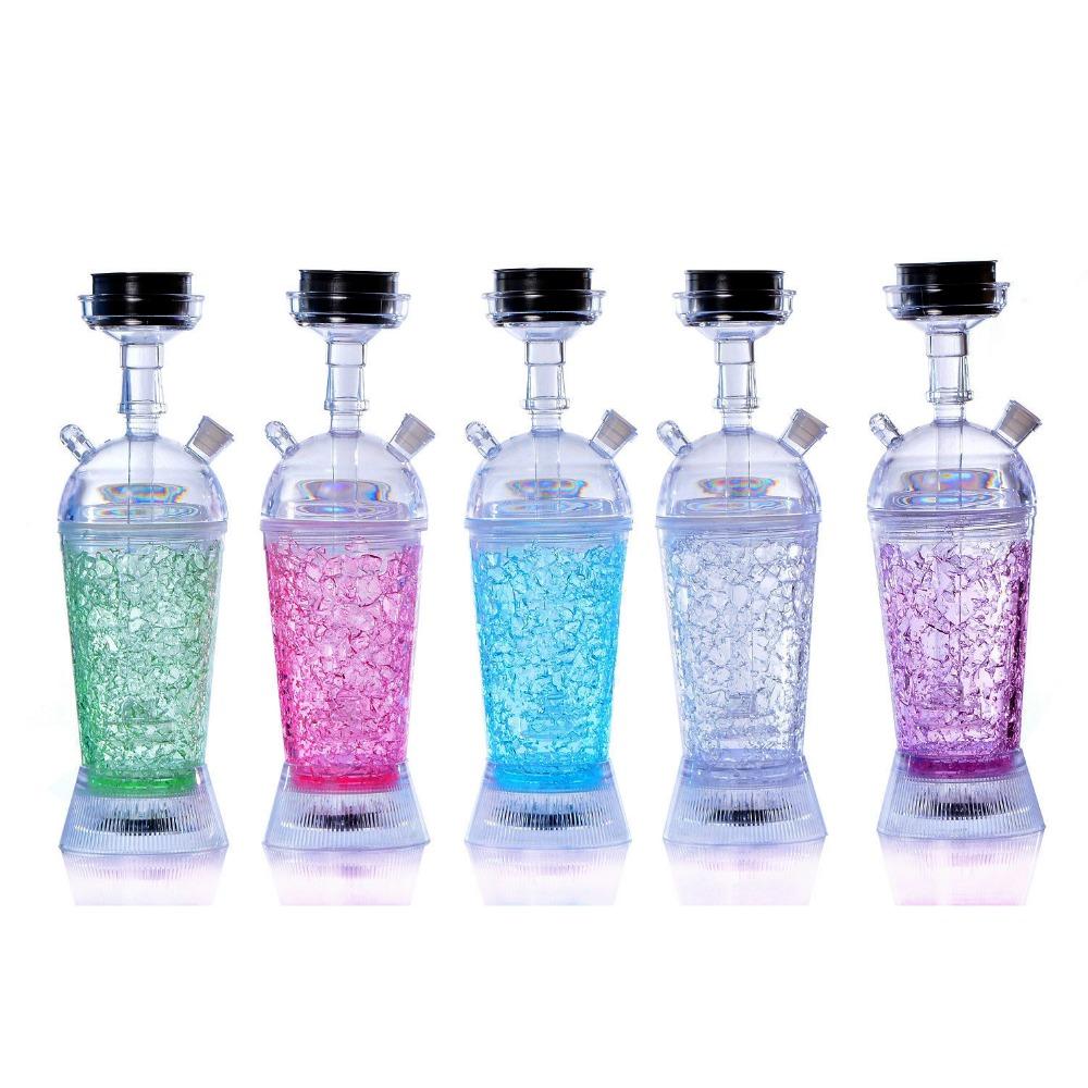 Acrylic Shisha Hookah set With LED Light Shisha Narguile Sheesha Chicha Cachimbas Nargile Small Portable Car Hookahs Shisha kit