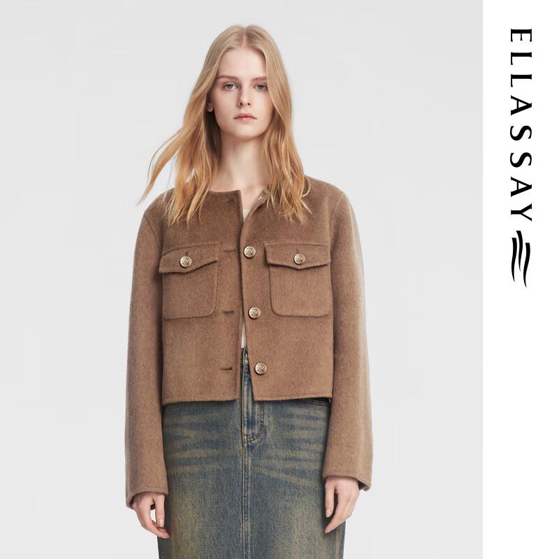 

ELLASSAY Women s Lambswool Blend Tweed Style Short Coat M