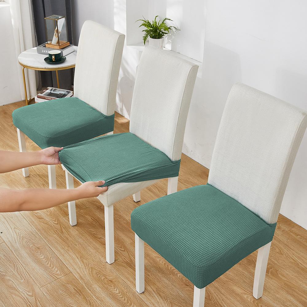 Waffle Knit Waterproof Elastic Half Chair Cover - Solid Color Back & Seat Slipcover