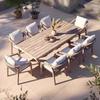 Teak Rattan Outdoor Dining Set: Waterproof Table & Chairs for Terrace or Garden