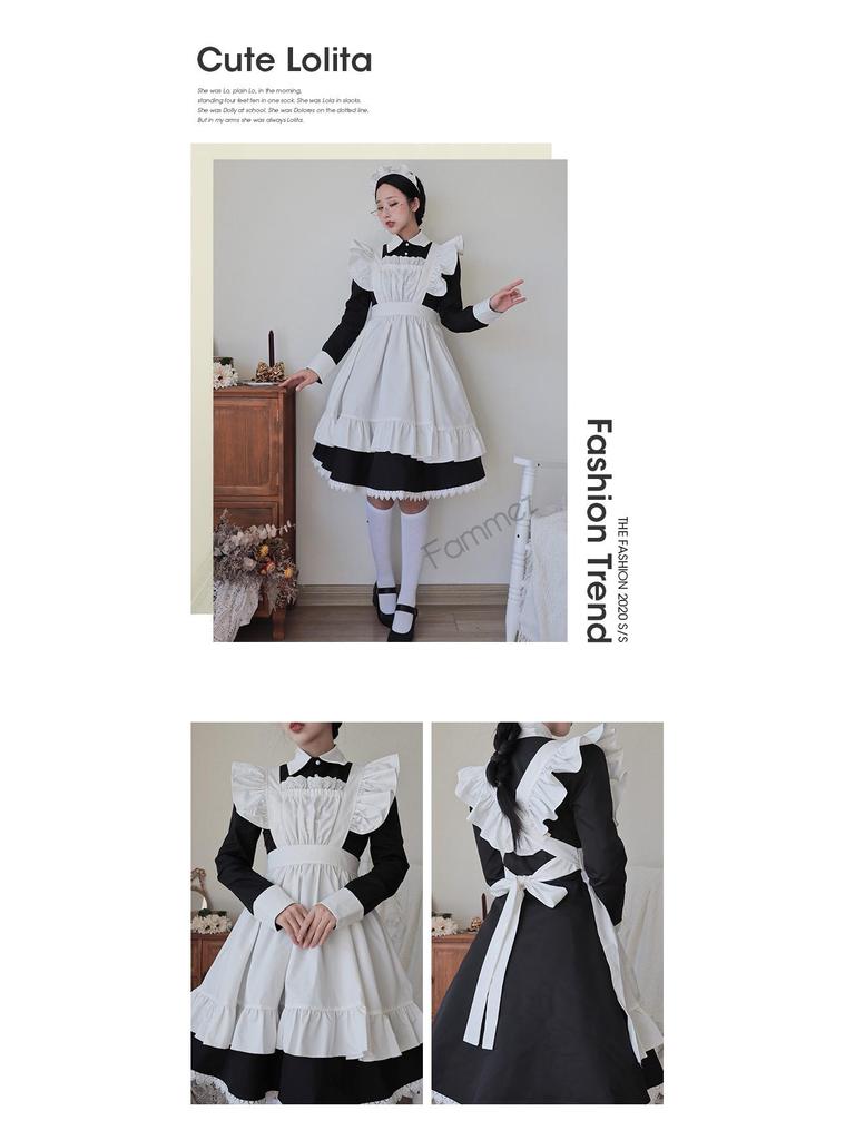 Japanese Lolita Long Sleeve Cosplay Maid Dress LT003