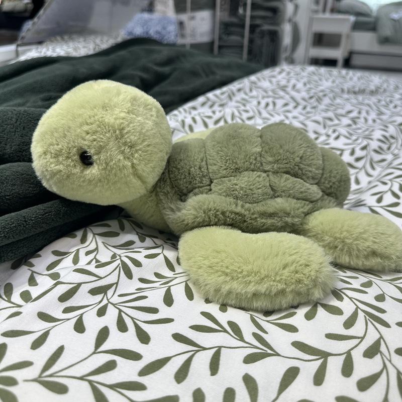 Simulation Cute Turtle Doll Plush Toy Little Green Turtle Doll Doll Children Sleeping on Bed Pillow