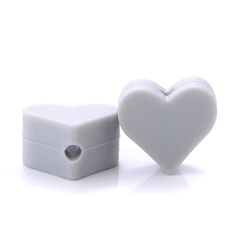 14mm 10Pcs/Lot Heart Shape Silicone Beads Baby Nursing Chewable Teething Beads Pacifier Teether DIY Necklace Accessories