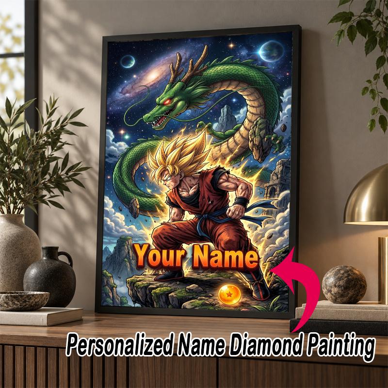 Personalized Dragon Ball Goku Diamond Art Custom Name 5D Diamond Painting Full Drill DIY Craft