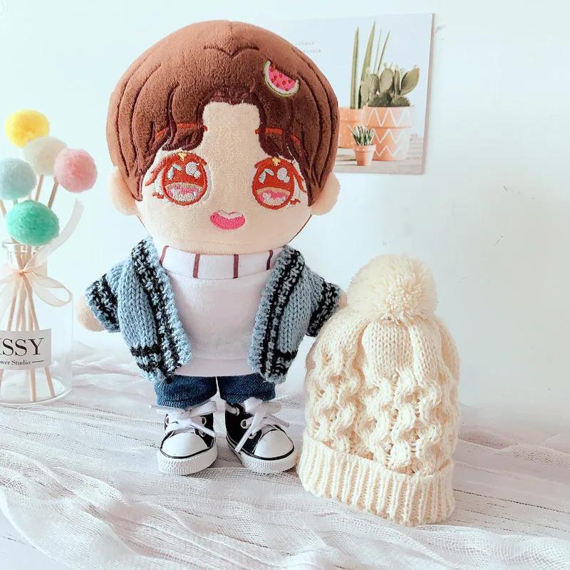 Doll Clothes Knitted hat pantsSweater shoes for 20cm Idol Dolls Accessories Plush Doll's Clothing Durable Toys Korea Kpop EXO Dolls gift