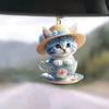 Cat Charming Acrylic Mug Keychain Pendant For Unique Car Interior Design