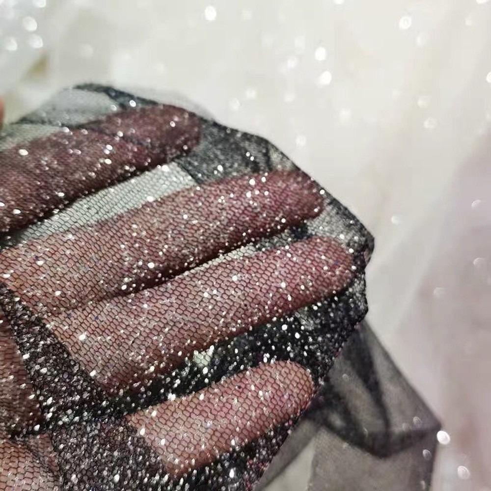 

Мягкая Блестящая Глиттерная Ткань Материал для Шитья и Декора Сделай Сам Новая Блестящая Тюль чёрный