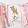 Deer Floral Girl High Chair Banner - Little Miss One-Deerful Highchair Banner, Woodland 1st Birthday Decoration for Girls, Deer Girl Floral 1st