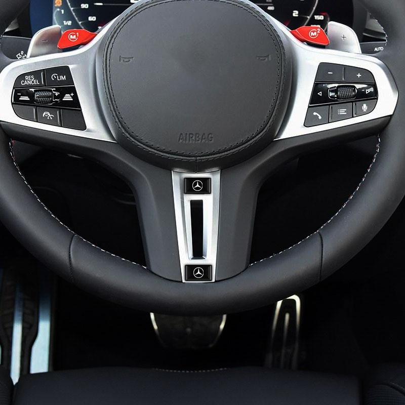 2/5/10Pcs Carbon Fiber Steering Wheel Car Logo Emblem 3D Stickers For Mercedes-Benz W213 W212 W220 W221 W222 W108 W126 W140 W168 W169 W176