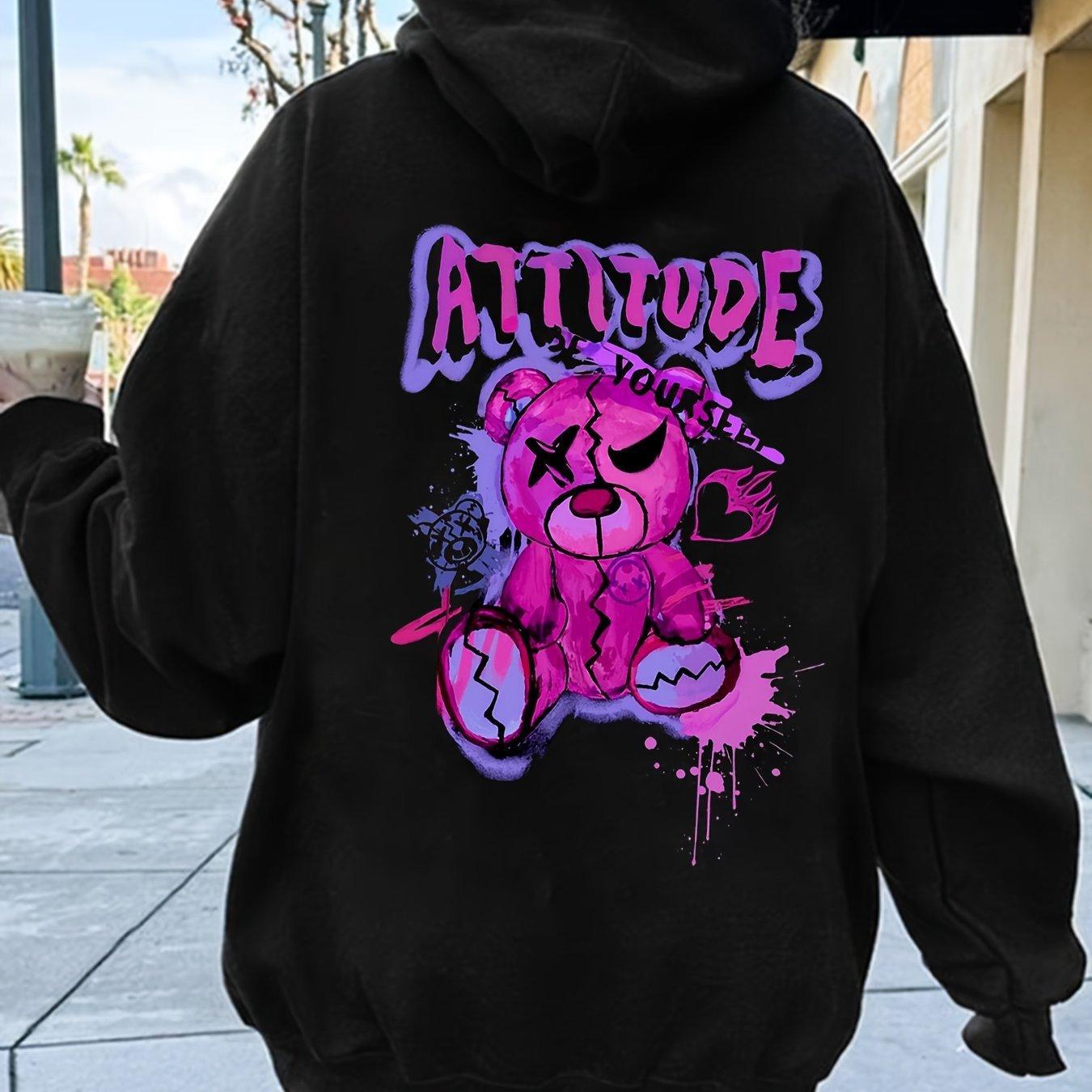 2025Teddy Bear new women s clothing European and American large size loose sweater printed street hipster hoodie XS