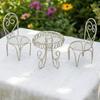 1/3Pcs Dollhouse Garden Display Ornament Prop Accessory Miniature Table Chair Model Tiny Home Decor Iron Furniture