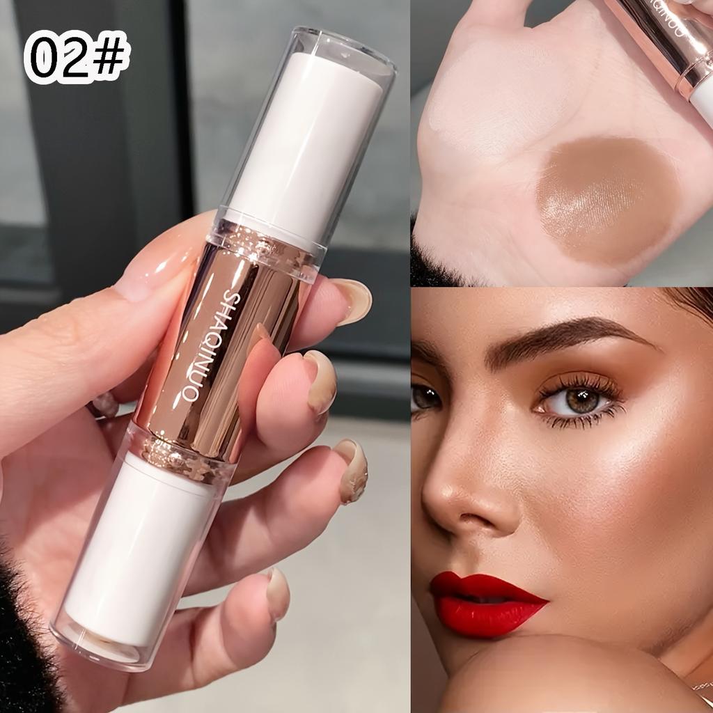 Dual-Ended Highlight & Contour Stick 3D Facial Sculpting Long-Lasting, Waterproof & Sweatproof, Skin-Tone Illumination Makeup Stick