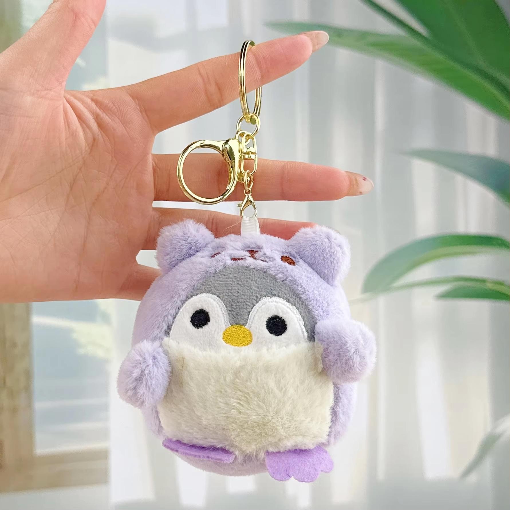 Stylish Cartoon Cute Dress-up Penguin Figurine Keychain Douyin Style Dress-up Little Penguin Plush Toy Keychain Pendant Gifts