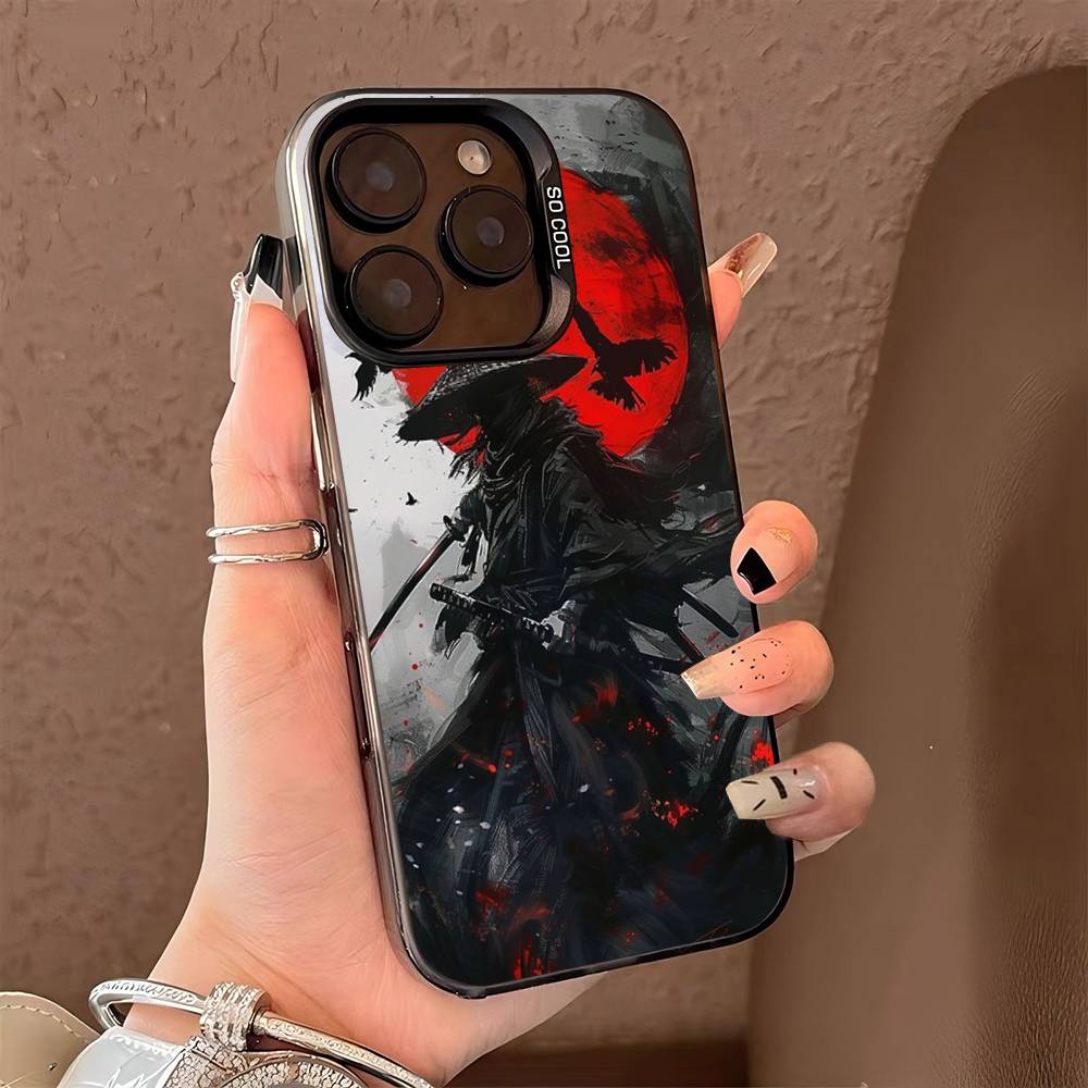 Japan Ghost Face Samurai Phone Case For iPhone 16 15 14 13 12 11 Pro Max X XR XS MAX Matte Shockproof Back Anti Fall Matte Cover
