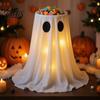 Halloween Ghost Candy Bowl Lighted Stand, Height Adjustable Large Holder with Indoor Tabletop Centerpiece LED Light for Trick or Treat, Porch, Outdoor