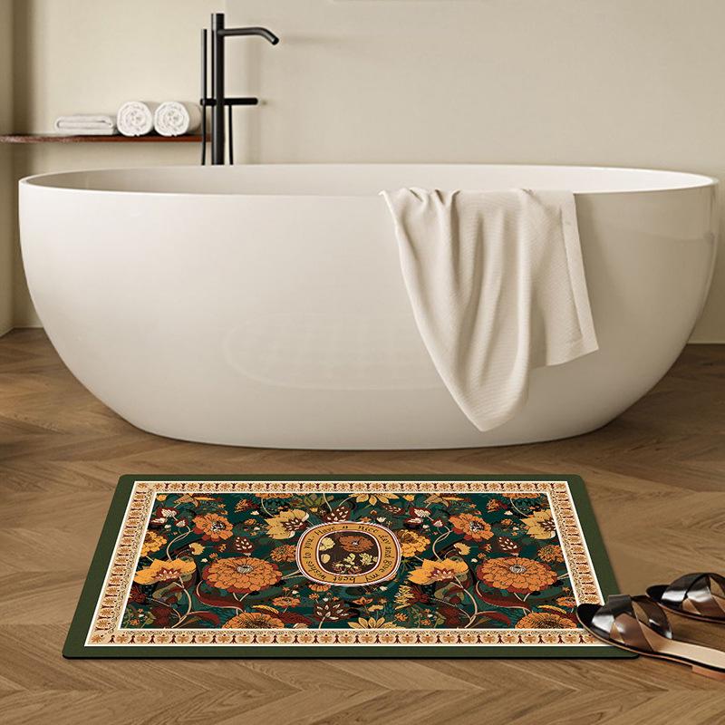 American Retro Semicircular Bathroom Floor Mat Water Absorption and Quick-drying Toilet Bathroom Door Foot Mat Diatom Mud Anti-slip Door Mat