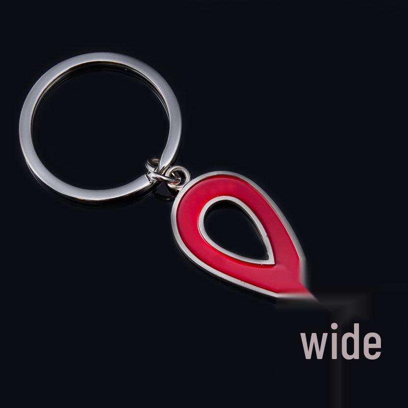 Heart-Shaped Red Ribbon Metal Keychain 1649