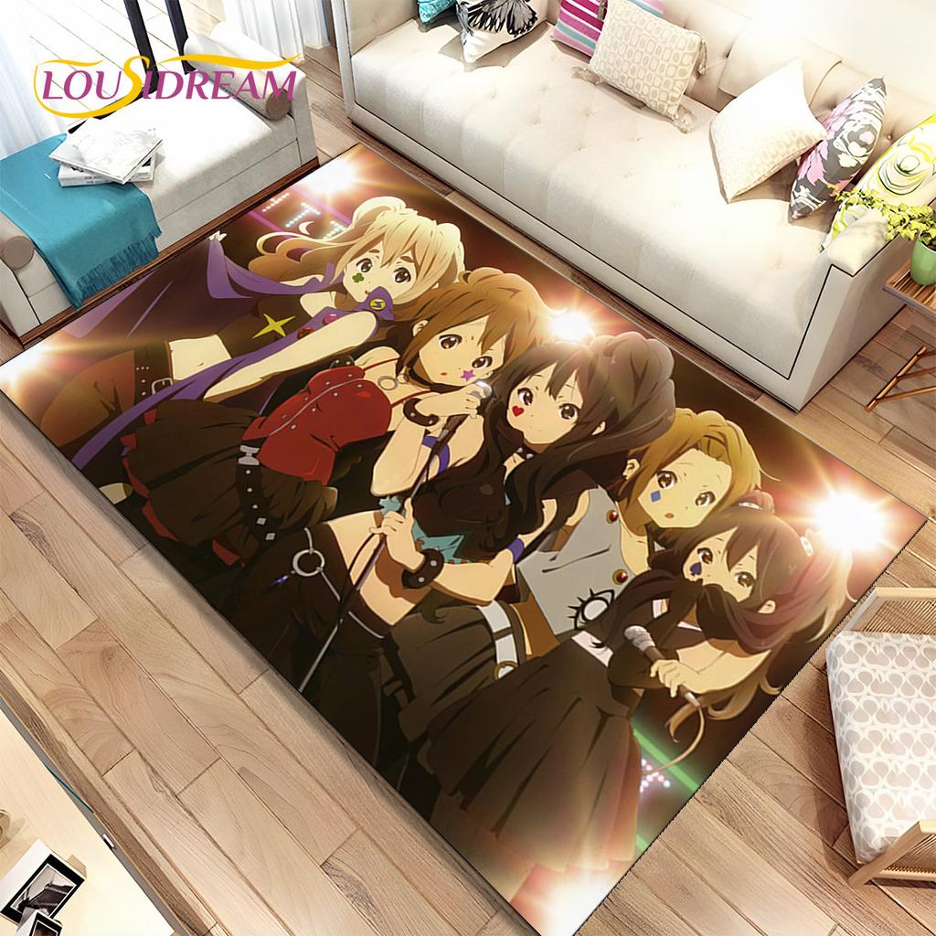 K-ON Kreskówka Urocza Lolita Kawaii Dziewczyny Dywanik Obszarowy, Dywanik Dywanowy do Salonu Sypialni Sofa Wycieraczka Dekoracja, Antypoślizgowa Mata Podłogowa 3D