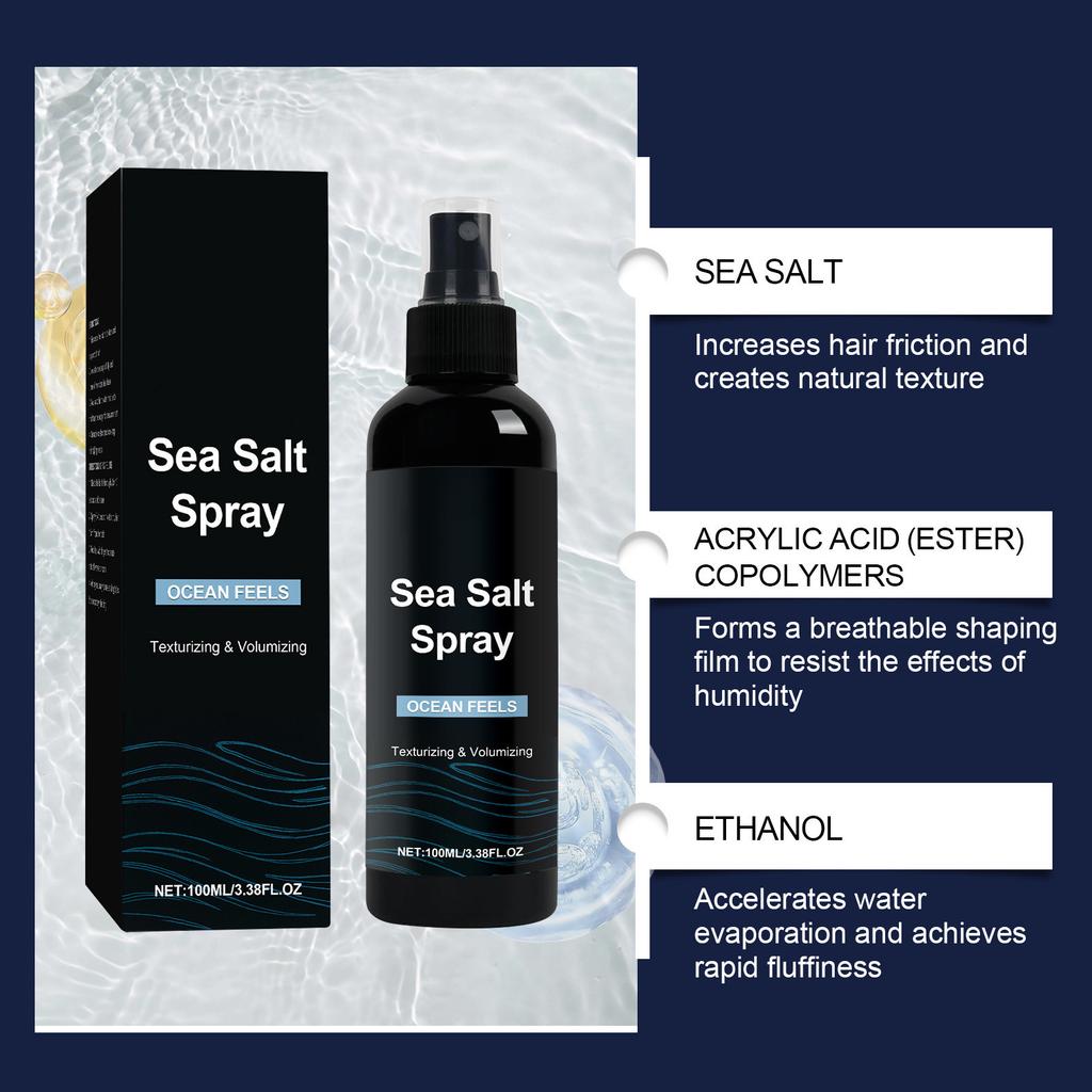 Men's Sea Styling Spray, Hair Root Texture Shaping, Quick-drying And Non-stiff Ingredients, Suitable For Multiple Scenarios,100ML
