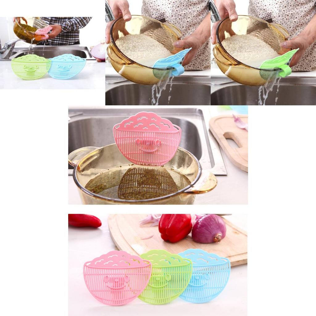 Modern Smile Face Food Rinse Filter With Clip For Vegetables And Grain Filtration