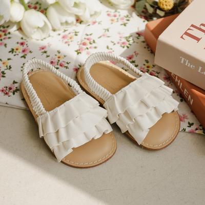 [Babyzzam] Girls' Triple Ruffle Sandals, White [C308-10001]