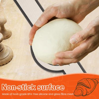 2Pcs Silicone Bread Sling Non Stick Silicone Bread Baking Mat with Long Handle Round and Oval Sourdough Bread Sling Heat Mat