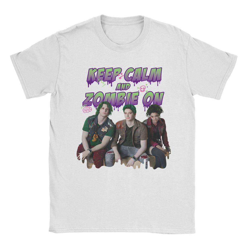 Men Women Zombies 2 Keep Calm and Zombie On T Shirt  100% Cotton Clothing Awesome Short Sleeve Round Collar Tees Printed T-Shirt