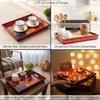 Wooden Tray for Serving- Handcrafted & Hand-Painted for Kitchen/Table & Home Decor/Dinning/Gifts/Restaurants/Living Room/Coffee Table 30Cm