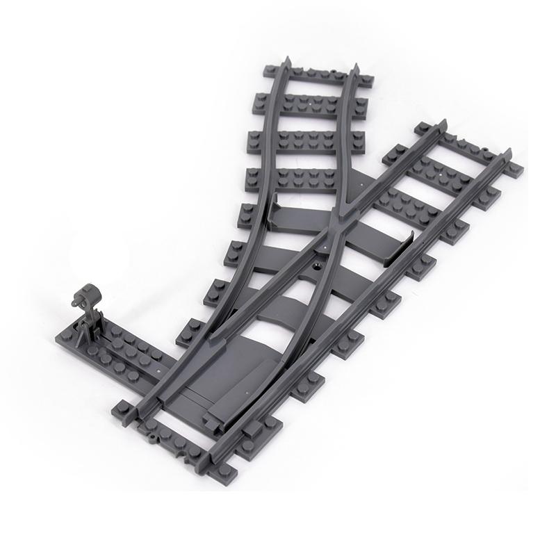 City Trains Flexible Tracks Forked Straight Curved Soft Rails Track Switch Building Block Bricks Kids DIY High-tech Train Toys