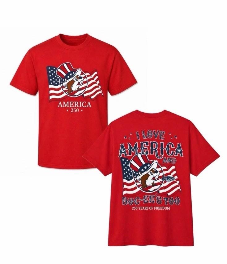 250th Anniversary America 4th of July 2026 Buc-ees T-shirt Viral Tee Texan Gift L